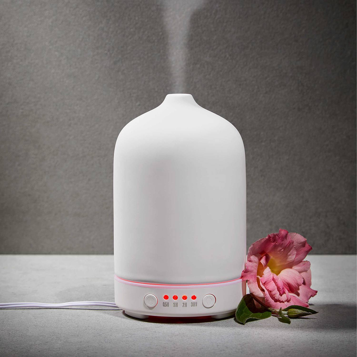 home24 Aromadiffuser CLOUD NINE wit, kunststof en keramiek, Ø 9cm