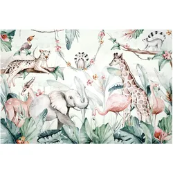 FOTOTAPETE Aquarell Afrika Tiere 336/225 cm