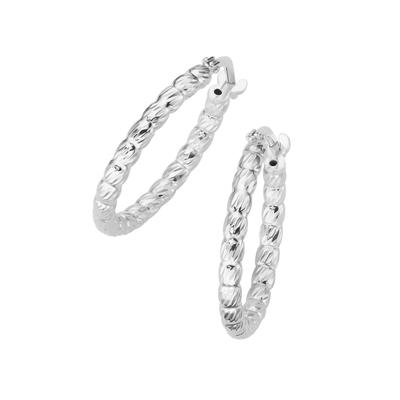 Paar Creolen SMART JEWEL "mit diamantierter Oberfläche, Silber 925" Gr. 2, silber, Ohrringe, Damen, 2cm, Silber 925 (Sterlingsilber)