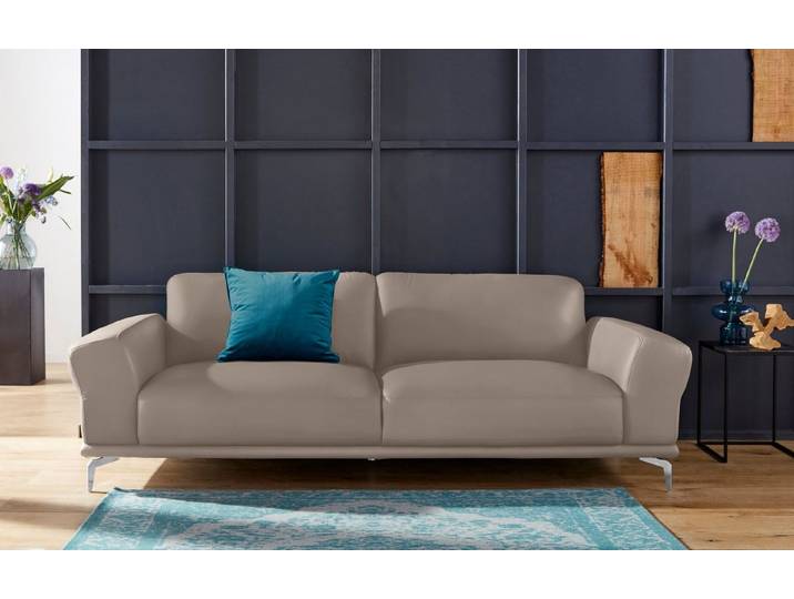 W.SCHILLIG 2,5-Sitzer montanaa bequem, Federkernunterfederung, elegant & edel, mit Metallfüßen in Chrom glänzend, Breite 232 cm