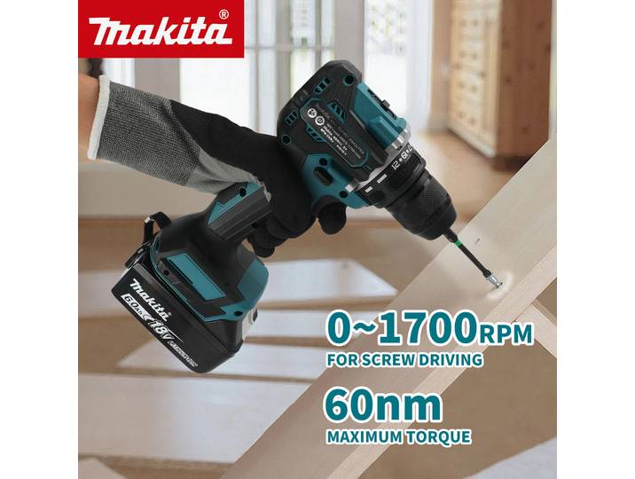 Makita-DDF487 Perceuse à batterie 10 mm, tournevis électrique sans balais au lithium, perceuse pistolet sans fil pour la maison, 10 mm, neuve