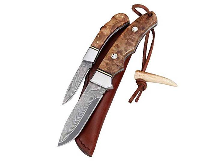 Parforce Messer-Set Damast Wurzelholz