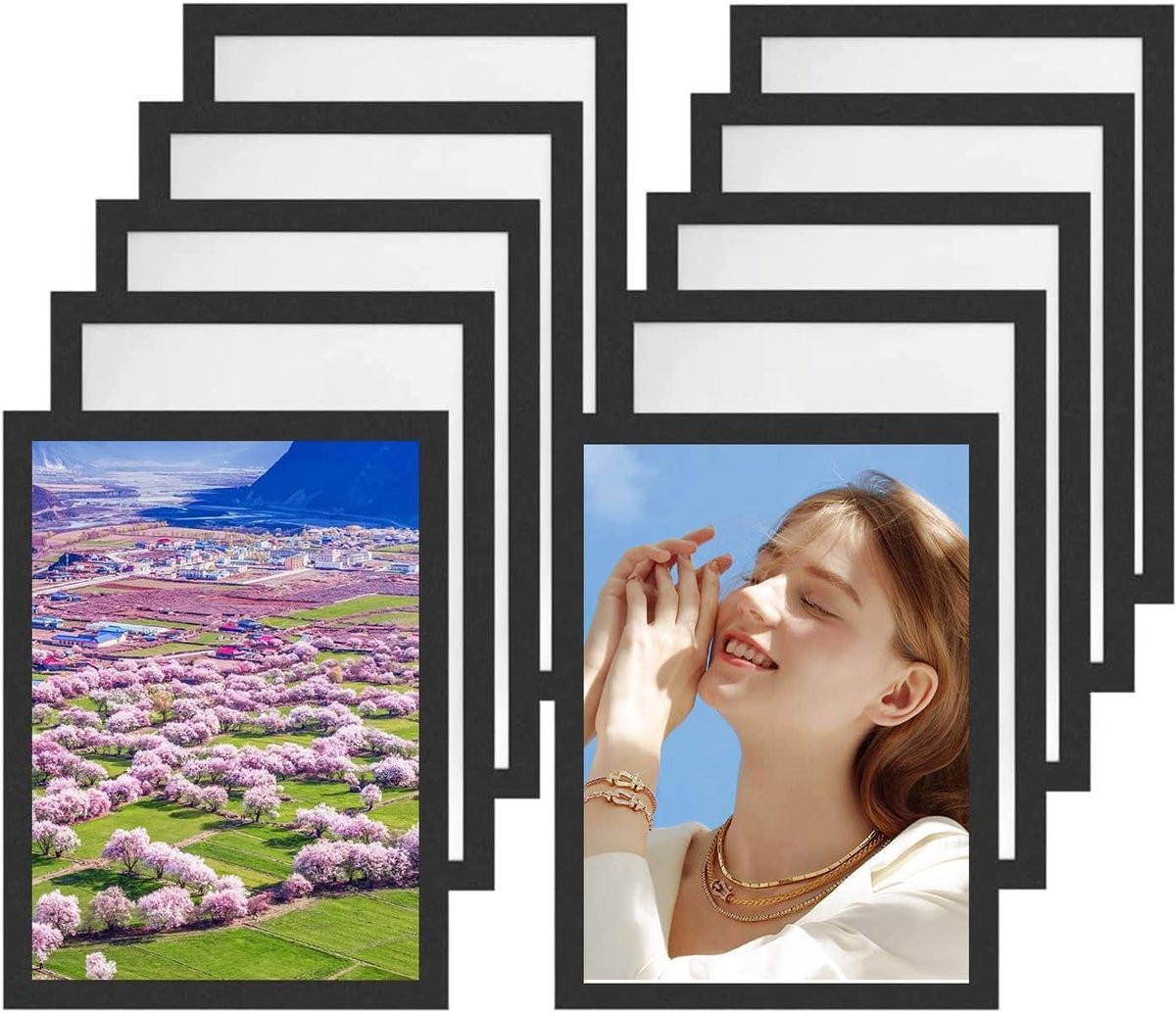 Allecta Zwarte fotolijsten A4-formaat met magnetisch fotozakje en zelfklevende displaylijst