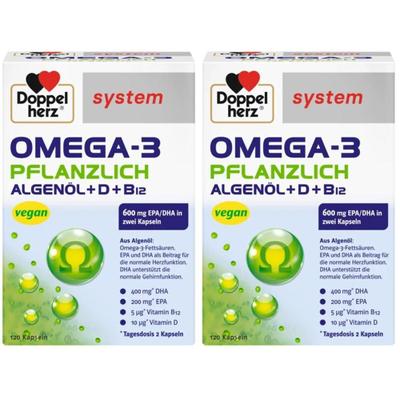 Doppelherz Omega-3 pflanzlich system Kapseln x2 2x120 St