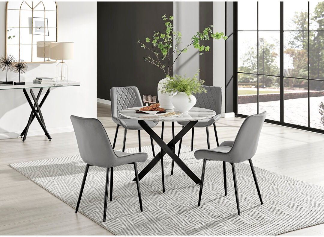 Canora Grey Eubanks 4 -Person Dining Set Grey/Black 4