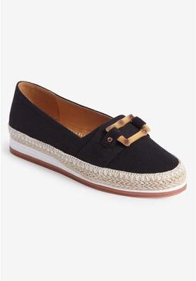 Wide Width Women's The Lorelai Slip On Flat by Comfortview in Black (Size 8 W)