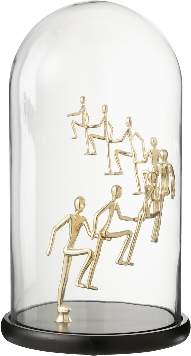 J-Line Decoratieve stolp Klimmende Mensen - Glas - Goud/Zwart