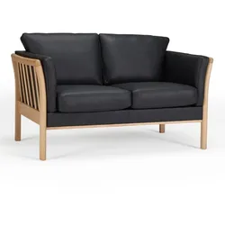 Nordic Collection Sofa Aya Leder Black 2-Sitzer