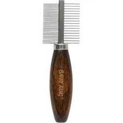 Beta Tools Ekskluzywny grzebie dwustronny, dla zwierzt, z metalow nasad, drewno bukowe, wym.3,8x12,6cm (Hund, Katze, Kleintier, Pferd), Tierpflegegerät