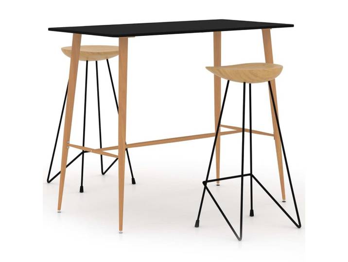 vidaXL Essgruppe 3-tlg. Bar-Set Schwarz, (3-tlg)