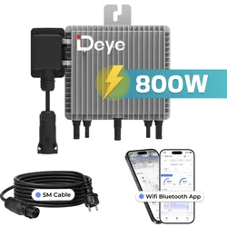 DEYE Mikro-Wechselrichter 800 W SUN-M80G4-EU-Q0 inkl. 5m Anschlusskabel für Balkonkraftwerk, IP67 wetterfest, Plug&Play Installation, 2 MPPT, WIFI, Micro Inverter