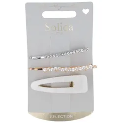 Haarclip Set Perle beige 3 Stück