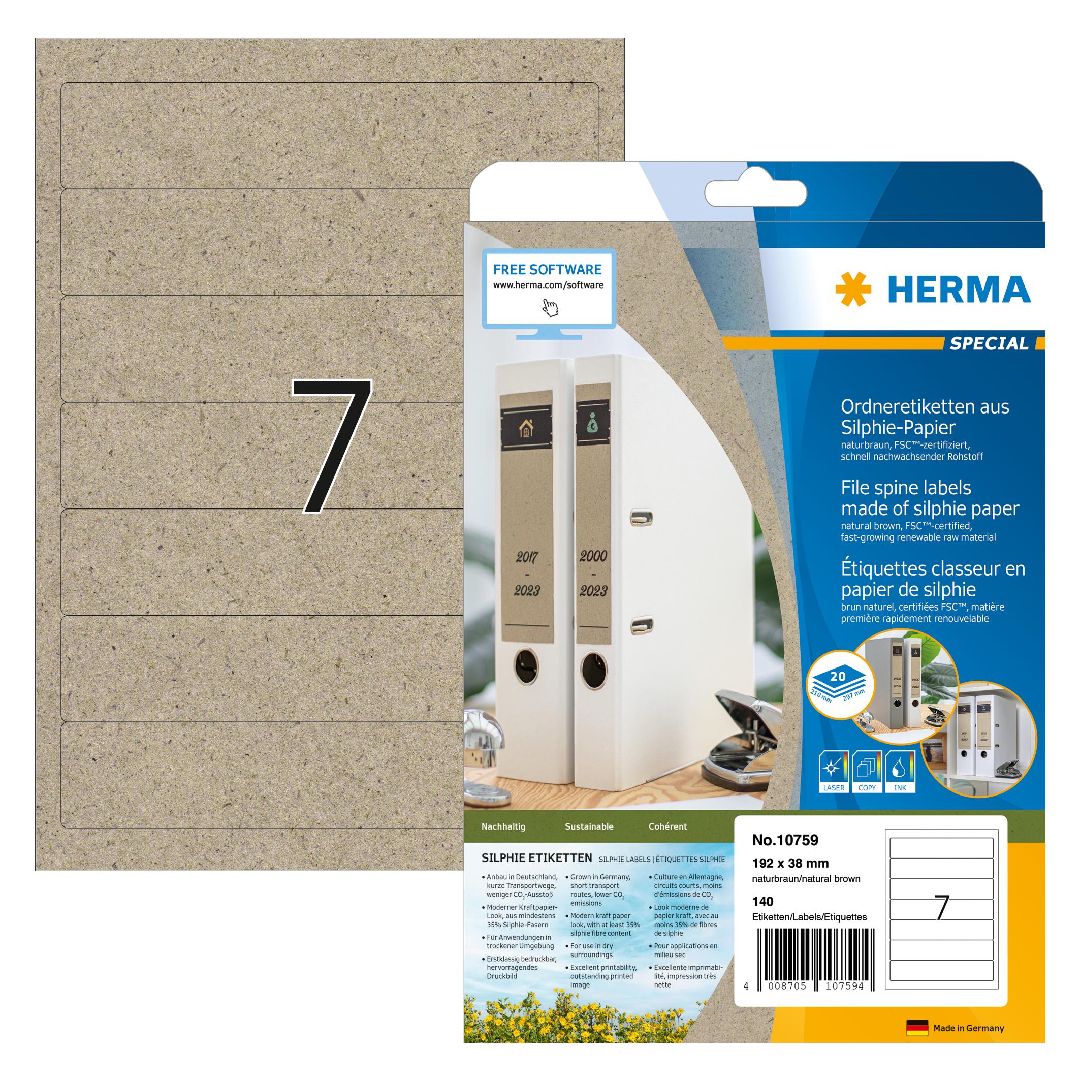 Herma Graspapier Ordneretiketten A4 (10759)