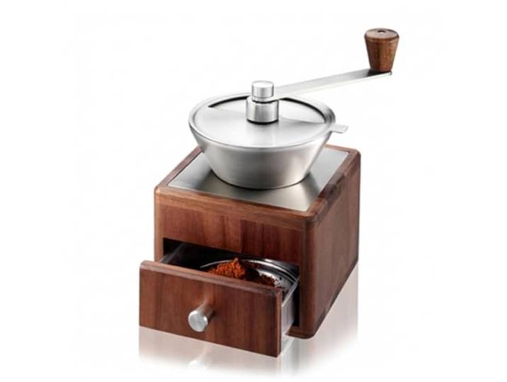 GEFU Kaffeemühle GIRO - 11-stufiges Keramikmahlwerk - Akazienholz, 50g