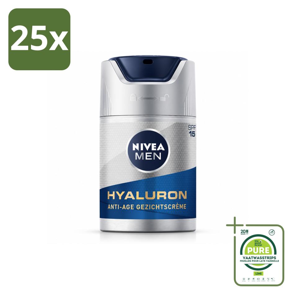 25 x NIVEA MEN Anti-Age Gesichtscreme mit LSF 15 - 50 ml - Großpackung - 25 Stücke