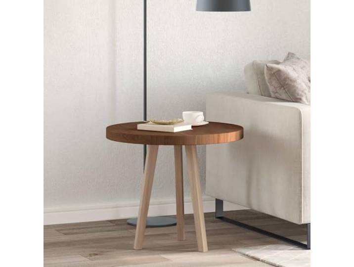 PTUGUOF Tischplatte Rund Massivholz Eiche Dunkelbraun 60 cm Umkehrbares Design, Für Küche Esszimmer Wohnzimmer, Pflegeleicht