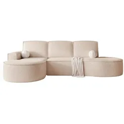 ECKSOFA SOFIA mit Schlaffunktion und Bettkasten Creme