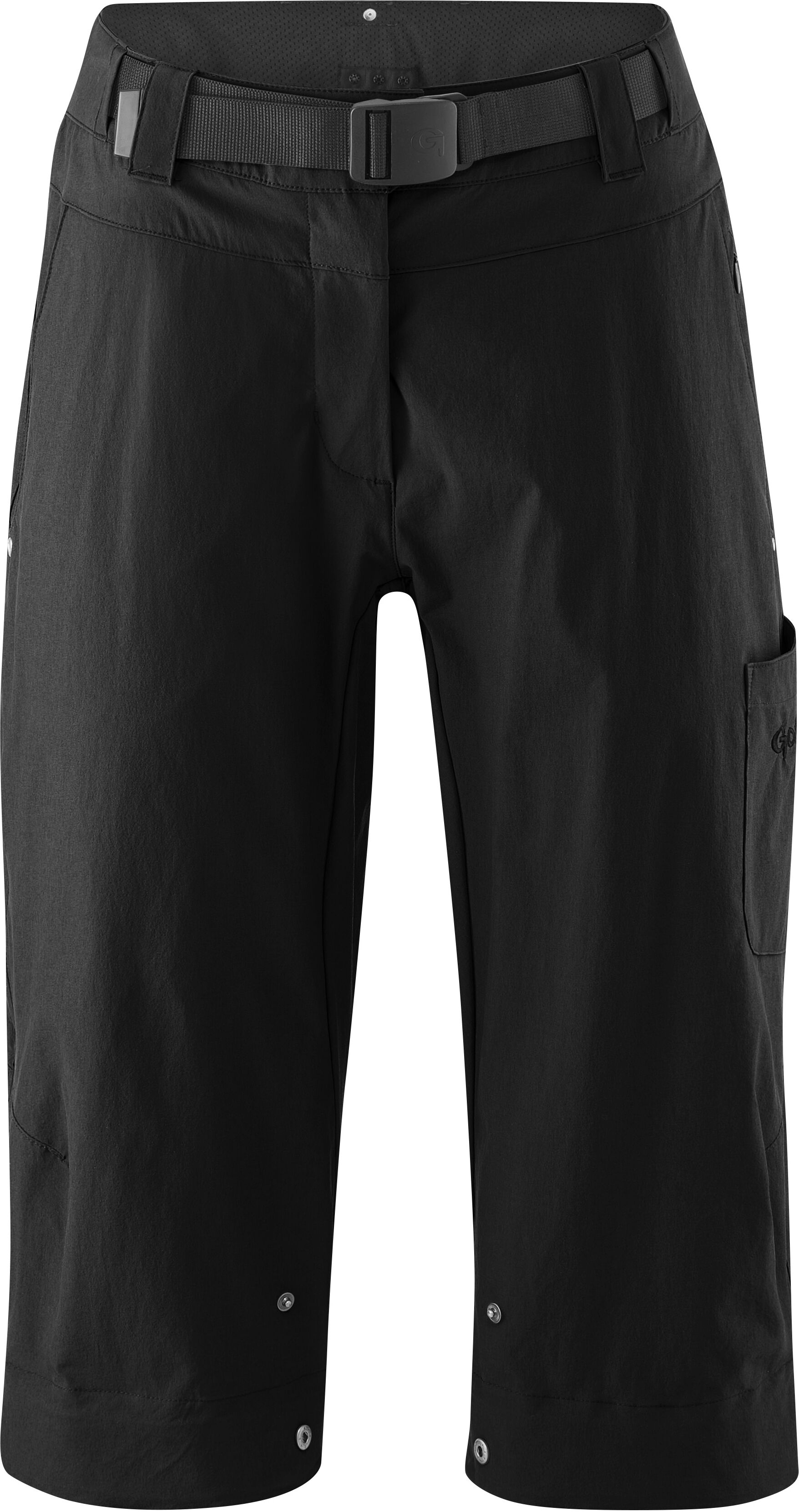 Fahrradhose GONSO "Ruth 3/4", Damen, Gr. 34, Normalgrössen, schwarz, 90% Polyamid, 10% Elasthan, Hosen Fahrradhose, Damen 3/4 Radhose, Innenhose mit Sitzpolster, Bund inkl. Gürtel schwarz 34, Normalgrössen