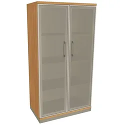 fm Büromöbel Aktenschrank »Oldenburg« 4 OH satinierte Acrylglastüren braun, 80x151.7x44.2 cm