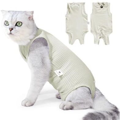 Inspired Finds Professional Cat Recovery Suit Soft Surgical Onesie For Post Surgery Healing green m