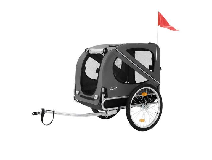 Hauki Fahrrad-Hundeanhänger, Grau, Metall, 72x123x130 cm, Freizeit & Co, Sport & Fitness, Fahrradanhänger