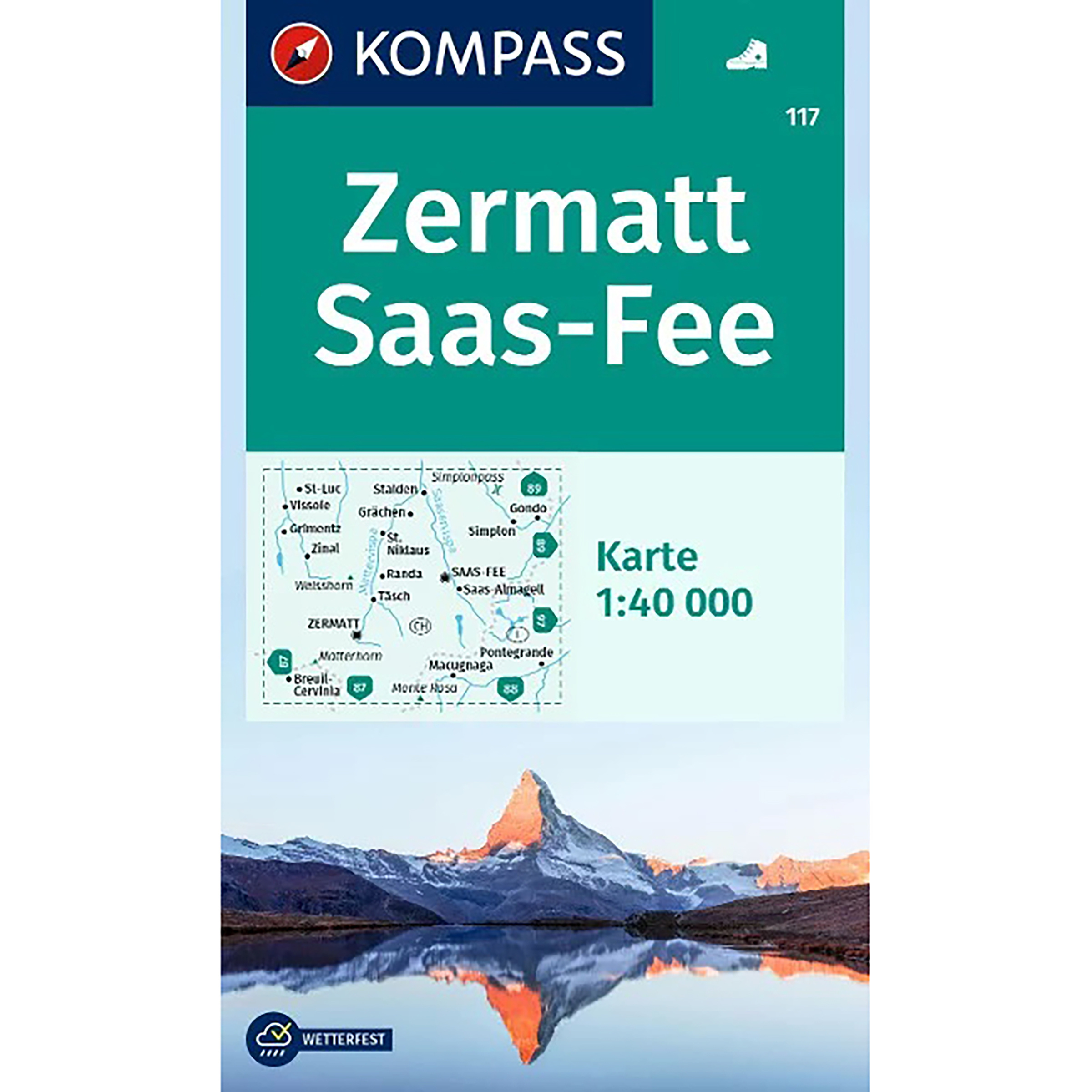 Kompass Verlag WK 117 Zermatt - Saas Fee Topografische Karten 2. Aufl. 2024