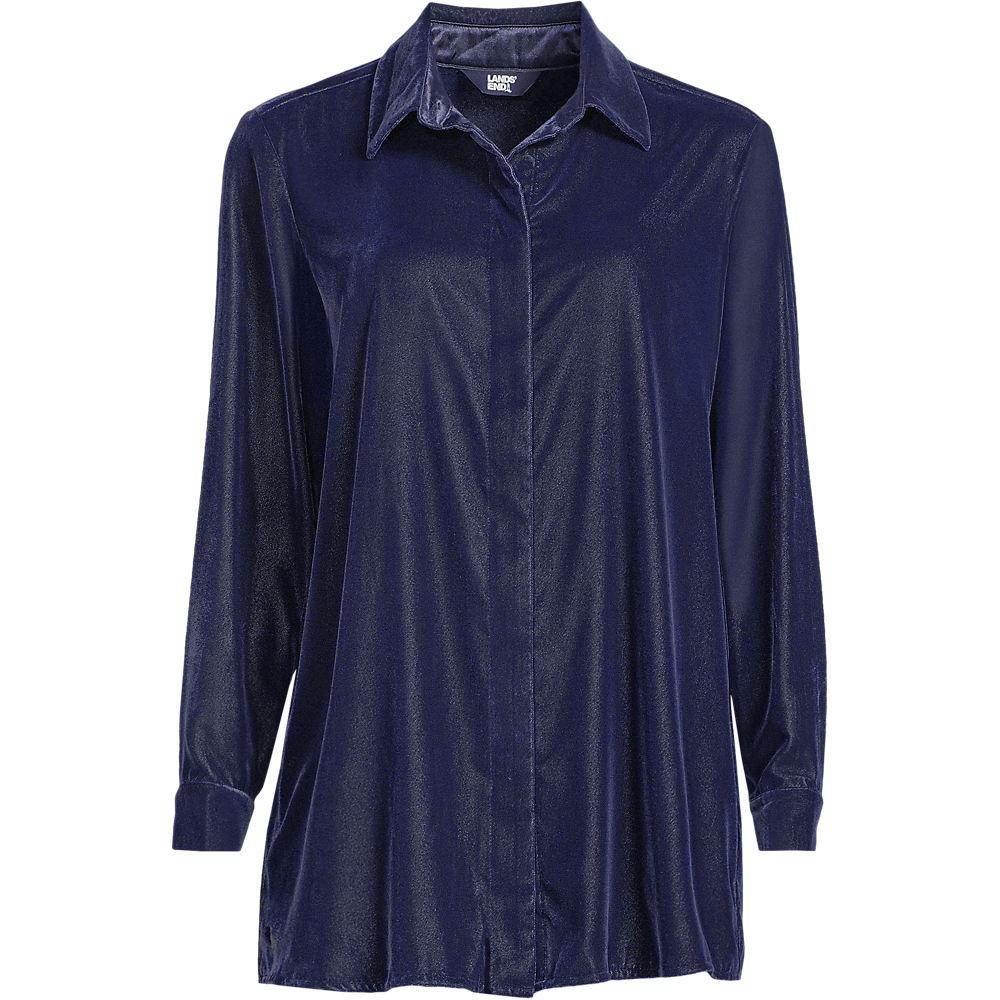 Samtbluse für Damen, Damen, size: regular, Blau, Polyester, by Lands' End