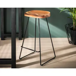 designline »Kahn« Massivholz Barhocker 37x71x29 cm