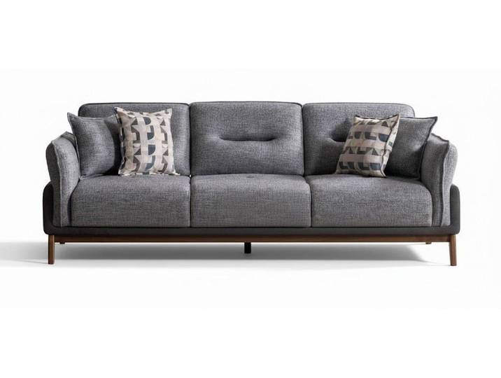 JVmoebel 3-Sitzer 3-Sitzer-Sofa Dunkelgrau Moderner Stil Holzrahmen Weiche Armlehnen, 2 Teile