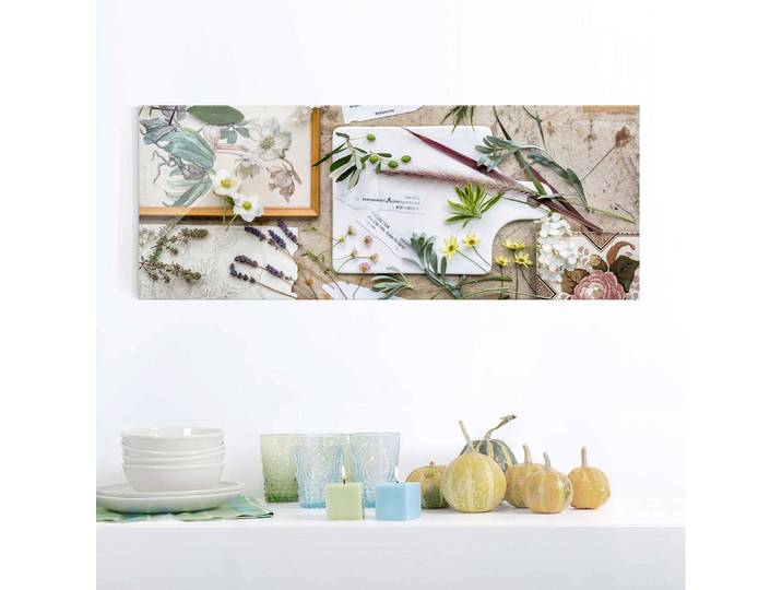 Glasbild Blumen & Gartenkräuter Vintage Glasart: Sicherheitsglas Material: Glas Motiv: Blumen Muster: mit Motiv Beige 125 x 50 x 0cm