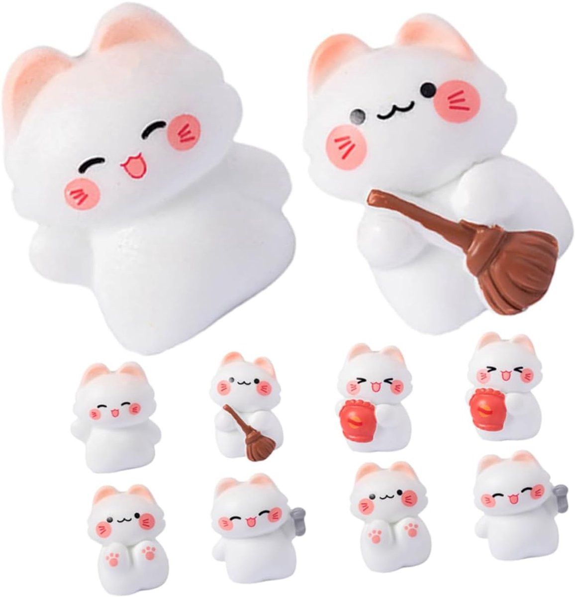 Multicolor Kleine Kat Beeldjes - Miniatuur Figuren voor Tuin Decoratie - Hoogte: 3,3 cm