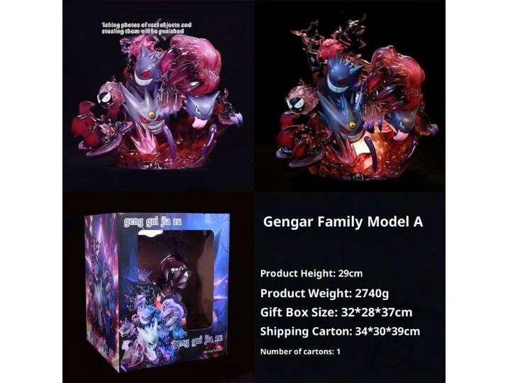 Ensemble d'évolution Pokémon Gengar, Gastly Haunter, figurine de dessin animé de type fantôme, Statue de collection, décoration de bureau pour les fans de Pokémon