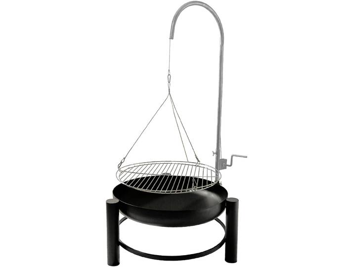 Schwenkgrill mit Edelstahl-Grillrost und Feuerschale