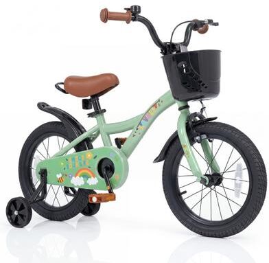 Costway 12-18 Inches Girls Bike for 3-8 Years Old with Basket - Spring Party, Green-16“