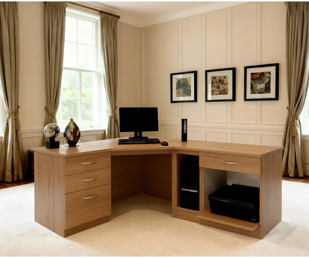 Zipcode Design Brie Modular L-Shaped Computer Desk English Oak 72cm H X 184cm W X 141.9cm D