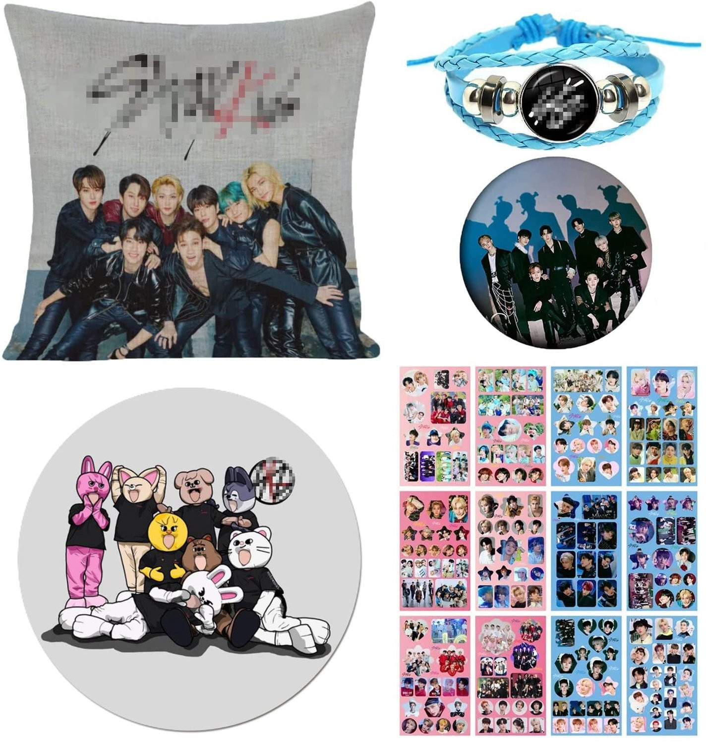 Stray Kids Cadeauset met Kussensloop, Stickers en Armband voor volwassenen