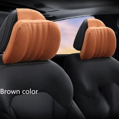 Inspired Finds Suede Memory Foam Car Headrest Pillow & Neck Support Cushion brown