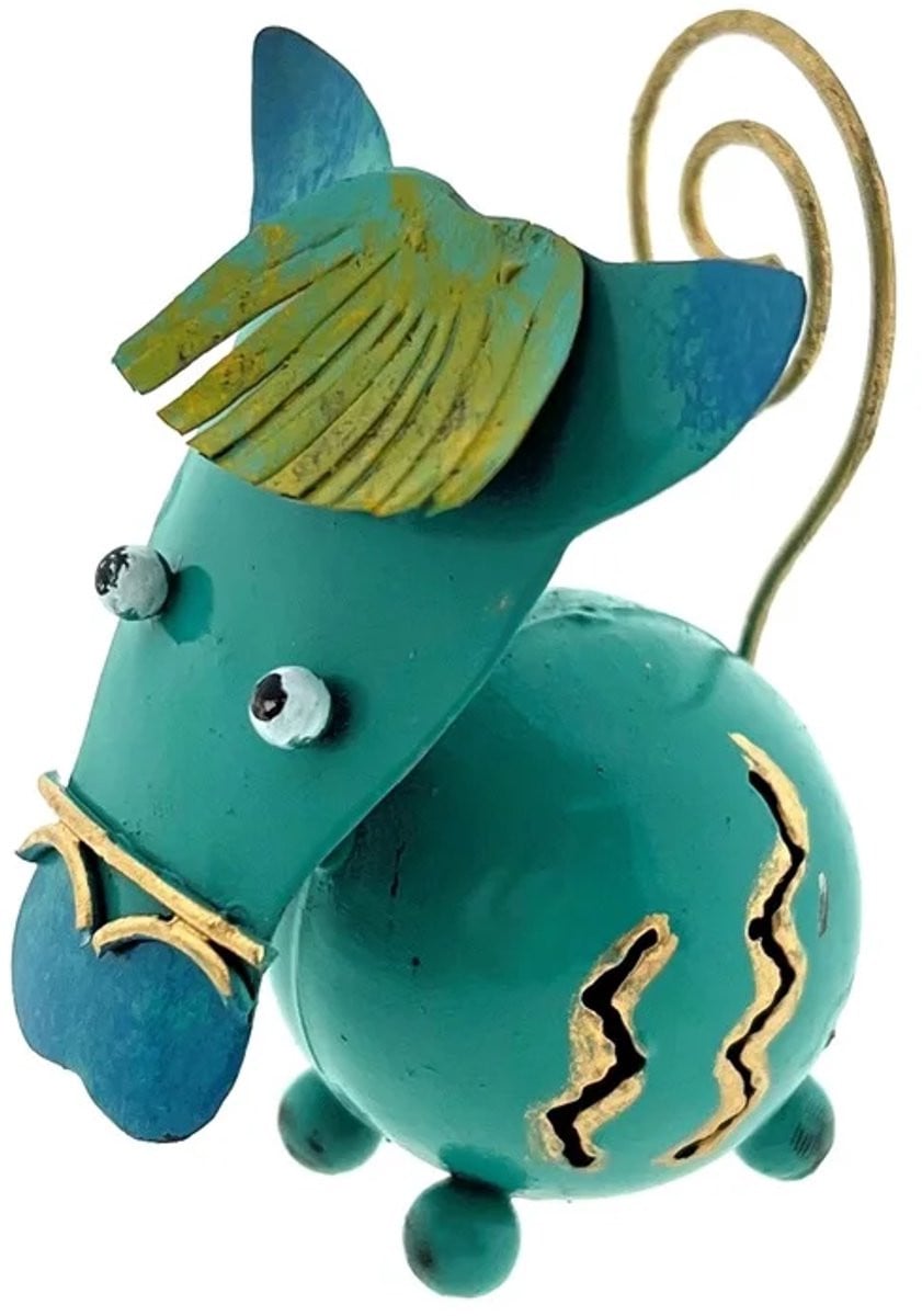 Foto of kaarthouder Metalen Paard Pjotr turquoise