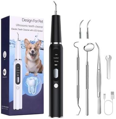 Inspired Living PawClean Pro Ultrasonic Pet Tooth Scaler Kit For Dogs & Cats black