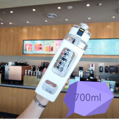 ModernMart Leakproof Straw Water Bottle With Handle Square Juice Cup Portable Drink Tumbler white