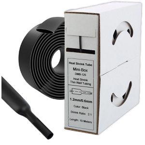 Offgridtec Schrumpfschlauch 7-01-000545, Polyolefin, Meterware, 2:1, schwarz, 1,2 mm x 10 m (ØxL)