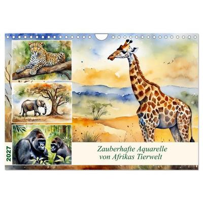 Zauberhafte Aquarelle von Afrikas Tierwelt (Wandkalender 2027 DIN A4 quer), CALVENDO Monatskalender