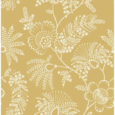 A-Street Prints Maeve Mustard Jacobean Trail Wallpaper