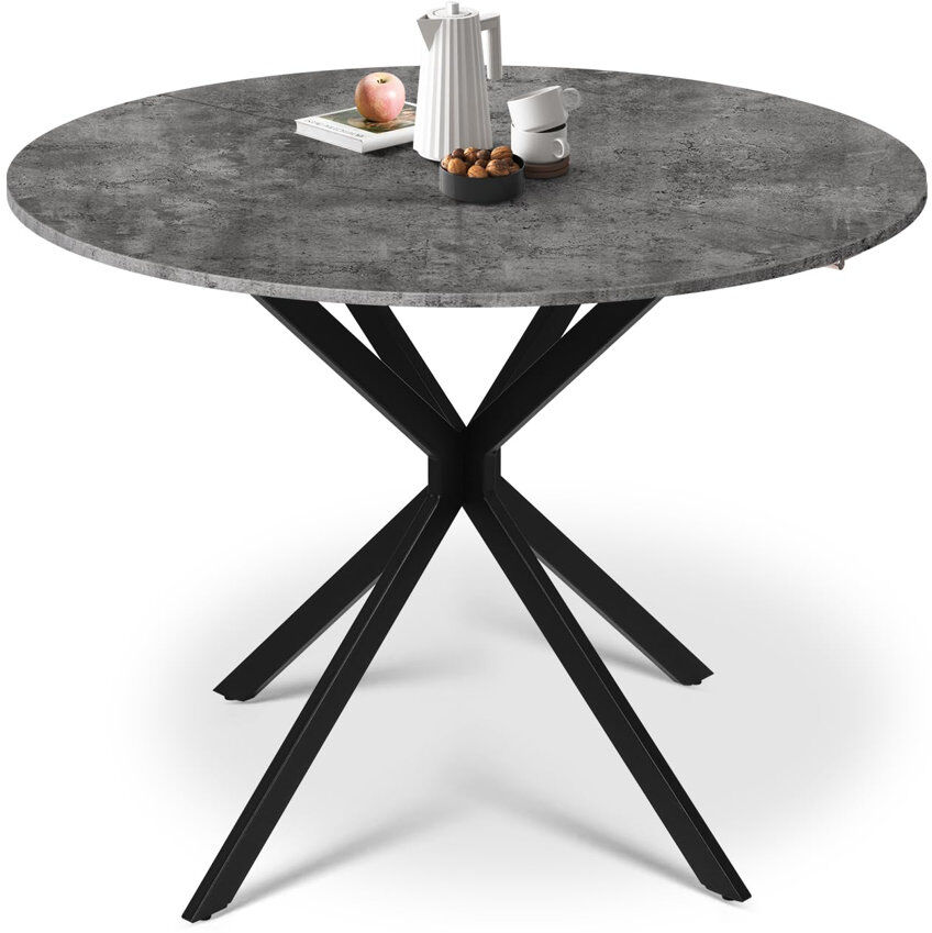 17 Stories Round Metal Base Dining Table Grey