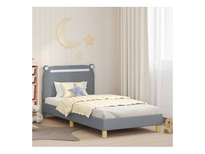 furnicato Bett Bettrahmen 208 x 84 x 80 cm Hellgrau (1-tlg), Stabiles Einzelbett mit Kopfteil und luftigem Lattenrost-Design