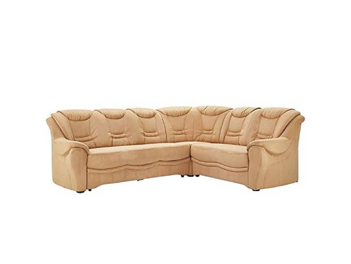 Cavadore Ecksofa Bansa mit Bettfunktion / Polsterecke mit Ottomanen, Mikrofaser braun, 265 x 94 x 215 cm