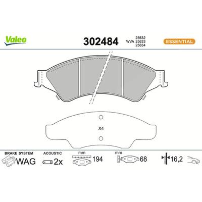 Valeo Bremsbelagsatz, Scheibenbremse [Hersteller-Nr. 302484] für Mazda, Ford