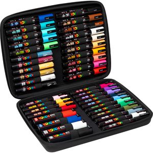 Posca Acrylstifte 186840, Pigmentmarker, im Etui, Keil- & Rundspitze, 40 St.