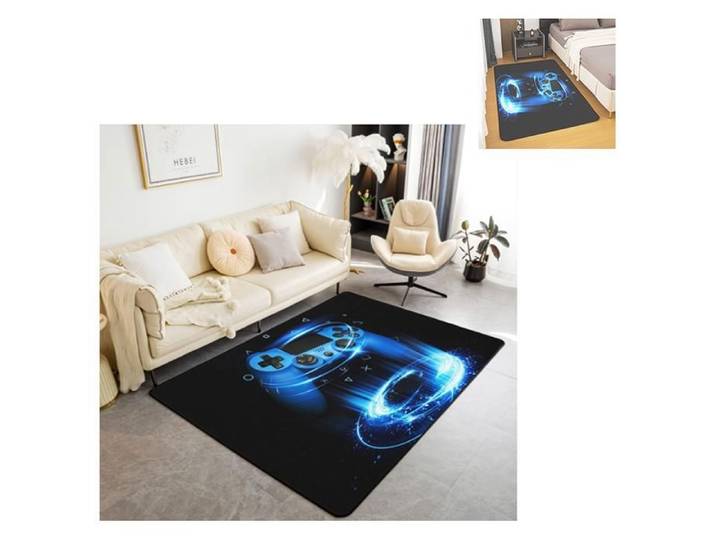 Jeu Tapis de Salon Gamer Tapis Chambre Jeux décoration Tapis Gamepad intérieur de Jeu Moderne Contrôleur Bleu 100x150cm JEU VIDEO X