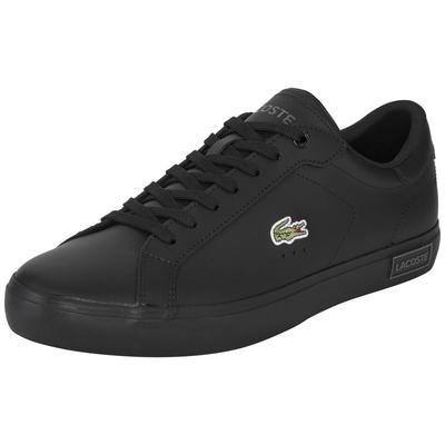 Sneaker LACOSTE "POWERCOURT", Herren, Gr. 45, schwarz (blk, blk), Leder, Schuhe Sneaker
